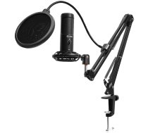 LORGAR Voicer 931, Gaming Microphone, Black, USB condenser microphone with boom arm stand, pop filter, tripod stand. including 1* microphone, 1*Boom Arm Stand with C-clamp, 1*shock mount, 1*pop filter, 1*windscreen cap, 1*2.5m type-C USB cable, 1* Extra t