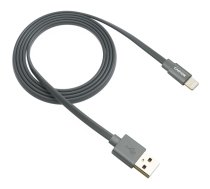CANYON Charge & Sync MFI flat cable, USB to lightning, certified by Apple, 1m, 0.28mm, Dark gray