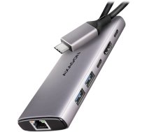 AXAGON HMC-6G2L 2x USB-A 10Gbps, 1x USB-C 10Gbps, 4K/60Hz HDMI, RJ-45, USB 3.2 Gen 2 hub, PD 100W, 15cm USB-C cable