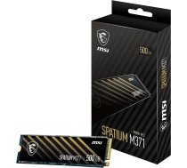 SSD, MSI, SPATIUM M371, 500GB, M.2, PCIE, NVMe, 3D NAND, Write speed 1150 MBytes/sec, Read speed 2200 MBytes/sec, 2.15mm, TBW 110 TB, MTBF 1500000 hours, S78-440K160-P83