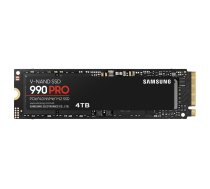 SSD, SAMSUNG, 990 PRO, 4TB, M.2, PCIe Gen4, NVMe, TLC, Write speed 6900 MBytes/sec, Read speed 7450 MBytes/sec, 2.3mm, TBW 2400 TB, MTBF 1500000 hours, MZ-V9P4T0BW