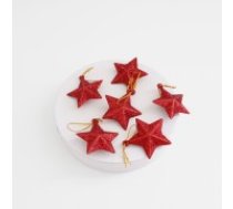 Dekors Ziemassvētku zvaigznes, 6gab, d-2,5cm.,"red"