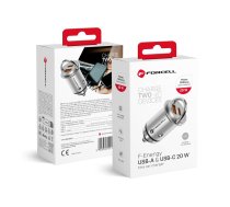 FORCELL F-ENERGY Mini car charger Type C + USB A PD QC3.0 3A 20W silver ()