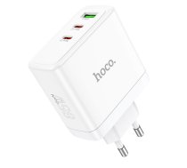 HOCO wall charger 2 x Type C + USB A QC PD 65W GaN N30 white ()