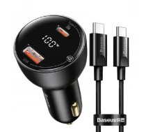 BASEUS car charger USB A + Type C with digital display + cable Type C to Type C PD3.0 QC4.0 5A 100W TZCCZX-01 black ()