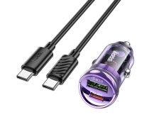 HOCO car charger USB A + Type C + cable Type C to Type C PD QC3.0 3A 30W Z53A purple ()