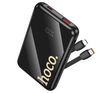 Hoco 10000 mAh QC PD 22.5W power bank with built-in USB-C and Lightning cables, black ()