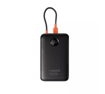 10000 mAh Power Bank with Built-in USB-C Cable, QC3.0, PD 2A, 22.5W, K1C W1189, Black ()