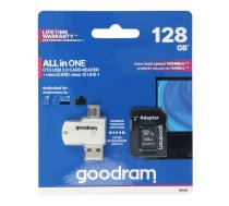 GOODRAM card reader USB A + Micro USB ALL IN ONE M1A4 + 128GB Micro SD memory card with SD adapter ()