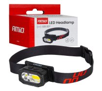 LED galvas lukturis XPG+COB 1000mAh (BATT) AMIO-04663