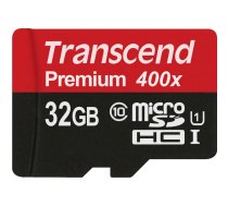 Transcend microSDHC 32GB 10. klase UHS-I 400x + SD adapteris