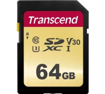 Transcend SDXC 500S 64GB Class 10 UHS-I U3 V30 atmiņas karte