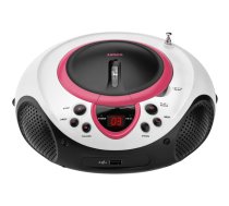 Lenco SCD-38 USB Radio/CD atskaņotājs, FM/CD/USB, baterijas/AC, rozā