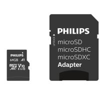 Philips MicroSDXC Card 64GB Class 10 UHS-I U1 + Adapteris