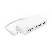 Belkin CONNECT USB-C 6-in-1 Multiport Hub ar Turētāju, 2x USB-A, HDMI, USB-C, RJ45