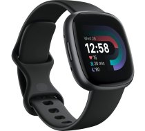 Fitbit Versa 4 viedpulkstenis, melns/grafīta korpuss, 6+ dienu akumulators