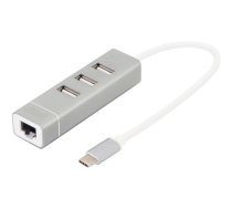 Digitus USB Type-C 3-portu centrmezgls + Ethernet LAN adapteris