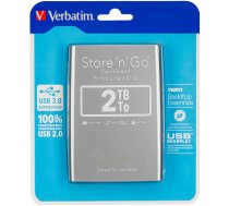 Verbatim Store n Go 2,5 2TB USB 3.0 ārējais cietais disks sudraba