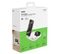 Belkin BOOST Charge 3in1 Qi2 15W Magnētiskais lādēšanas statīvs, Balts