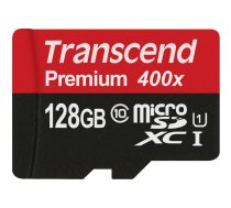 Transcend microSDXC 128GB Class 10 UHS-I 400x + SD adapteris