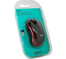 Logitech M 185 bezvadu Notebook pele USB melns / sarkans