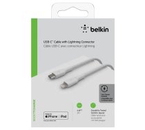 Belkin Lightning/USB-C kabelis 2m auduma, MFI Sertificēts, Balts