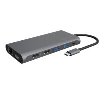 Raidsonic ICY BOX IB-DK4050-CPD, Dokstacija USB-C vads, 3xUSB-A, 2xHDMI, Displayport, RJ45, USB-C, Sd/MicroSD