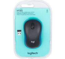 Logitech M185 Bezvadu pele, optiskā, melna/zila