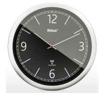 Mebus 19813 radio vadāms sienas pulkstenis, melns/sudrabs, precīza laika uztveršana