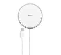 Deltaco Wireless charger magnetic, 5W, USB-C, white / silver / QI-1034  (QI-1034)