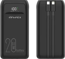 Powerbank Awei AWEI PowerBank P169K 20000mAh 22.5W czarny/black wyświetlacz + kable PD/Lightning ( AWE000146 AWEI136 AZAWEUAPAWE0146 6954284002455 )