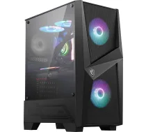 MSI MAG FORGE 100R Mid Tower Gaming Computer Case ''Black 2x 120mm ARGB PWM Fan 1x 120mm Fan 1-6 ARGB Hub Mystic Light Sync Tempered Gl ( MAG FORGE 100R )