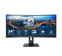 Philips B Line 345B1C/00 computer monitor 86.4 cm (34") 3440 x 1440 pixels Quad HD LCD Black ( 345B1C 345B1C/00 6108-1FV 8712581760779 )