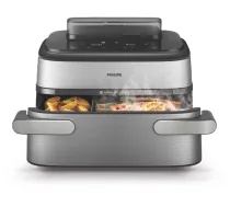 Philips 5000 series NA565/02 fryer Double 9.5 L Stand-alone 2750 W Hot air fryer Black Silver Stainless steel ( 8226095 8720389077661 NA565/02 )
