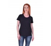Sieviešu T-krekls ar īsām piedurknēm kokvilnas melna lielie izmēri  12001KM S-4XL