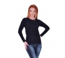 Sieviešu T-krekls ar garām piedurknēm kokvilnas melnā lielie izmēri  91001DM S - 4 XL