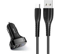 Usams Car charger 2xUSB C13 2.1A microUSB black NTU35MC13TZ