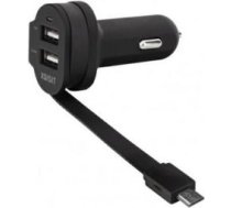 - Xqisit ład. sam. 6A Dual USB+microUSB car charger czarny/black 20425