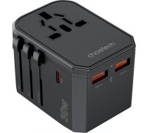 Choetech PD6041 USB-C USB-A PD 30W Travel Charger with 4 Plugs USA EU UK AU - Black