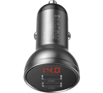 Baseus car charger 2x USB 4.8A 24W with LCD gray (CCBX-0G)