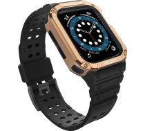 Hurtel Protect Strap Band Case Wristband for Apple Watch 7 / 6 / 5 / 4 / 3 / 2 / SE (45 / 44 / 42mm) Case Armor Watch Cover Black / Rose Gold
