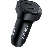 Acefast car charger 72W, 2x USB Type C, PPS, Power Delivery, Quick Charge 3.0, AFC, FCP black (B2 black)