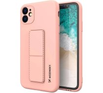 Wozinsky Kickstand Case silicone case with stand for iPhone 12 mini pink