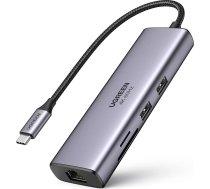 Ugreen 7in1 multi-functional HUB USB Type C - 2x USB 3.2 Gen 1 / HDMI 4K 60Hz / SD and TF card reader / USB Type C PD 100W / RJ45 1000Mbps (1Gbps) gray (60515 CM512)