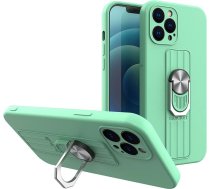 Hurtel Ring Case silicone case with finger grip and stand for iPhone 12 mini mint