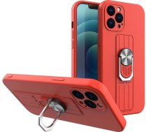 Hurtel Ring Case silicone case with finger grip and stand for iPhone 13 mini red
