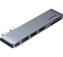 Ugreen multifunctional HUB 2x USB Type C to 3x USB 3.0 / TF / SD / USB Type C for MacBook Pro / Air gray (CM251 60560)