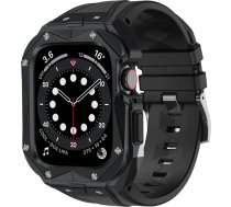 Kingxbar CYF140 2in1 armored case for Apple Watch 9, 8, 7 (45 mm) made of stainless steel with a strap, black