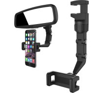 Hurtel Adjustable car rearview mirror holder for smartphone black