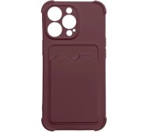 Hurtel Card Armor Case Pouch Cover for iPhone 12 Pro Card Wallet Silicone Air Bag Armor Case Raspberry